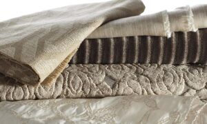 Folded natural linen and cotton fabrics